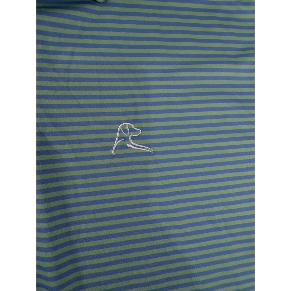 Rhoback Performance Polo Shirt Men’s Size L Blue Green Striped Short Sleeve Golf - Picture 4 of 7